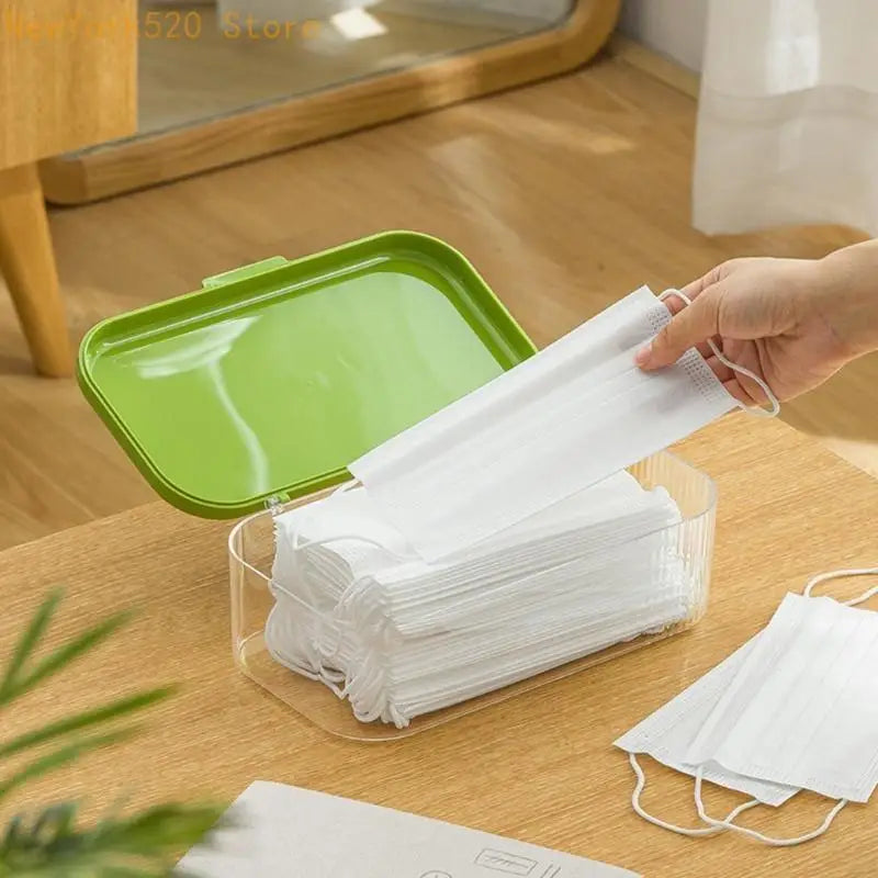 Desktop Storage Box with Lid – Holds Masks, Wipes & Tissues