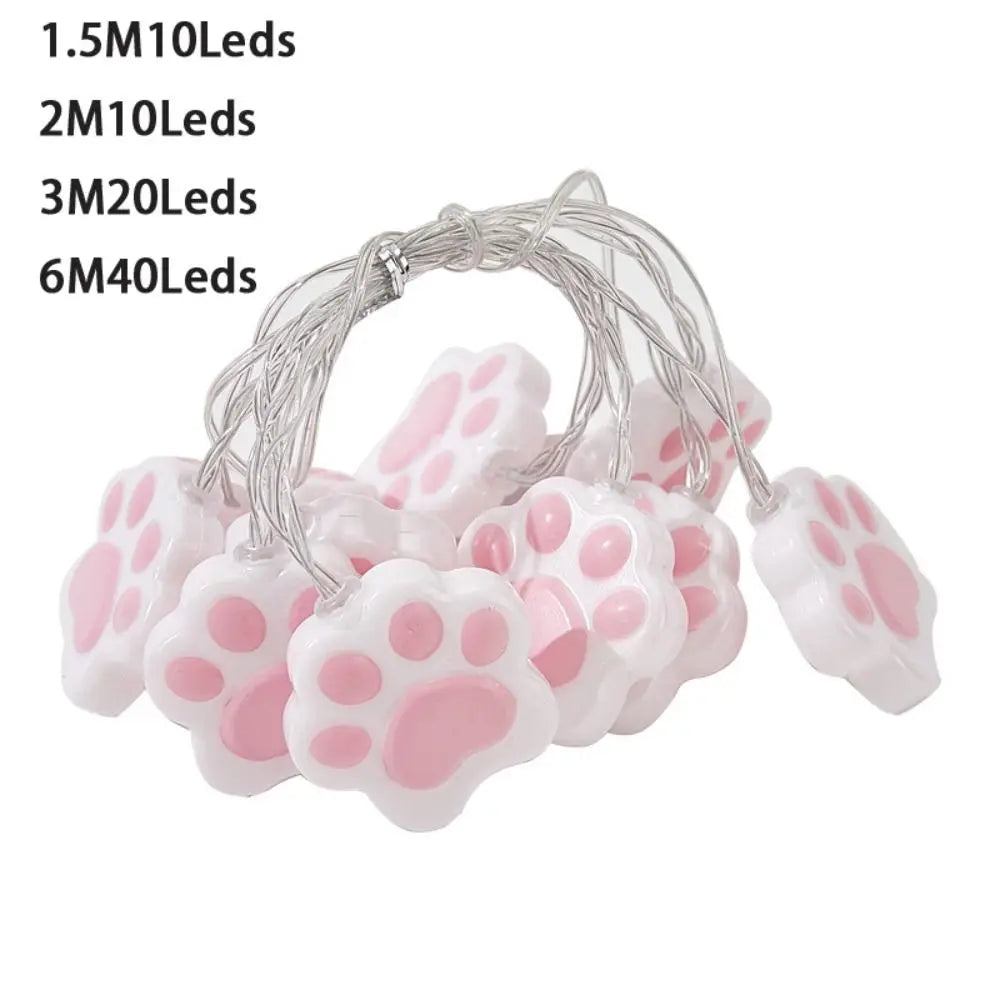 Cat Paw LED Fairy String Lights – USB & Battery, Waterproof
