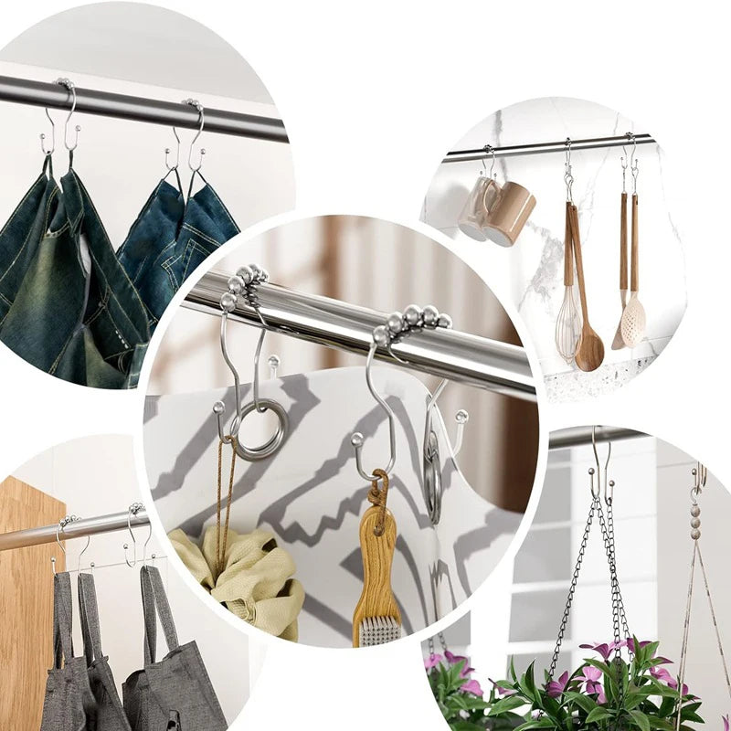 304 Stainless Steel Double Hook Shower Curtain Rings