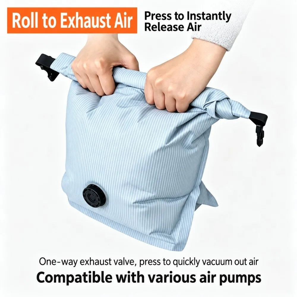 Hand Roll Vacuum Storage Bags – No Pump Space Saver
