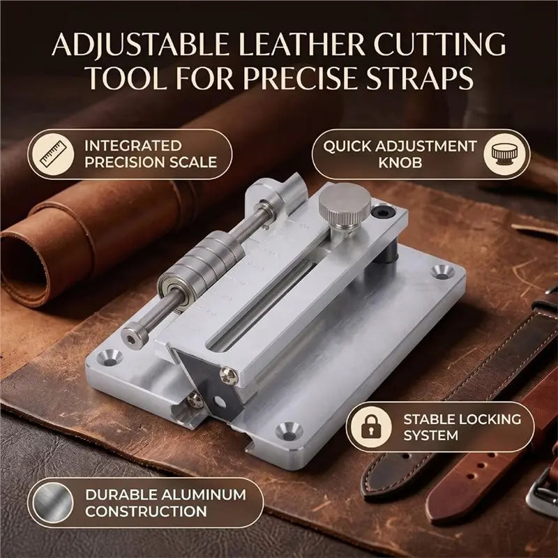 80mm Adjustable Leather Strap Cutter with Scale Ruler – Silver
