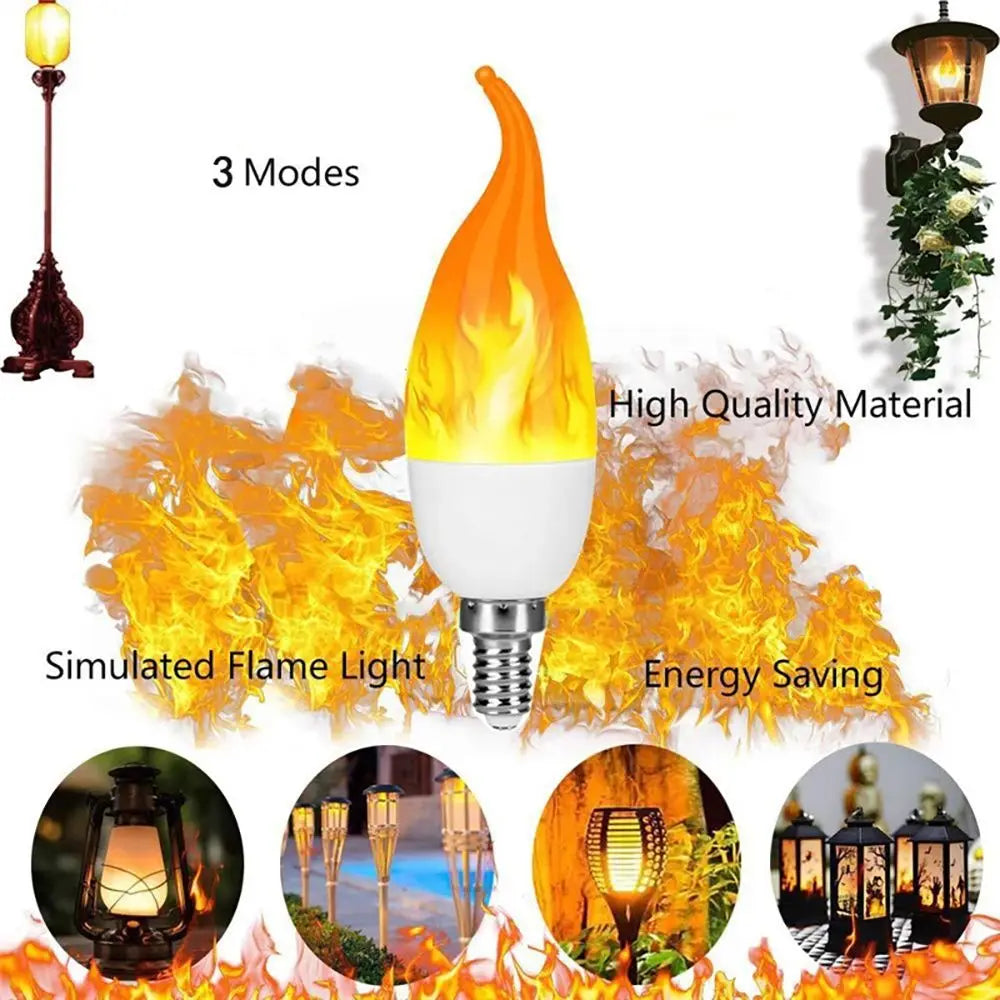 Flame Effect LED Bulb E14 E27 3-Mode Candle Atmosphere Lamp