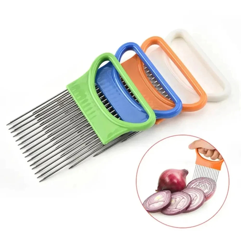 Stainless Steel Onion Slicer Holder & Vegetable Cutting Fork