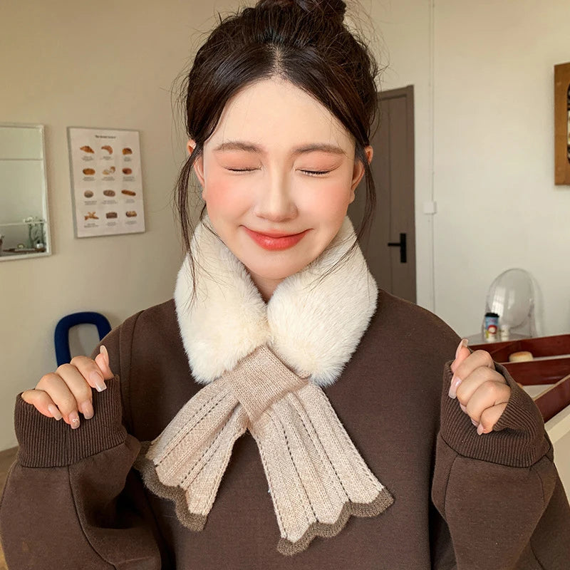 Women's Winter Plush Faux Rabbit Fur Neck Warmer Scarf