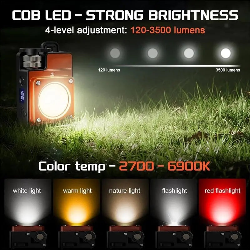 COB LED Camping Lantern Portable Rechargeable Work Light