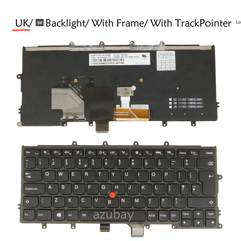 AZUBAY Backlit Keyboard Lenovo ThinkPad X240 X250 X260 X270 UK