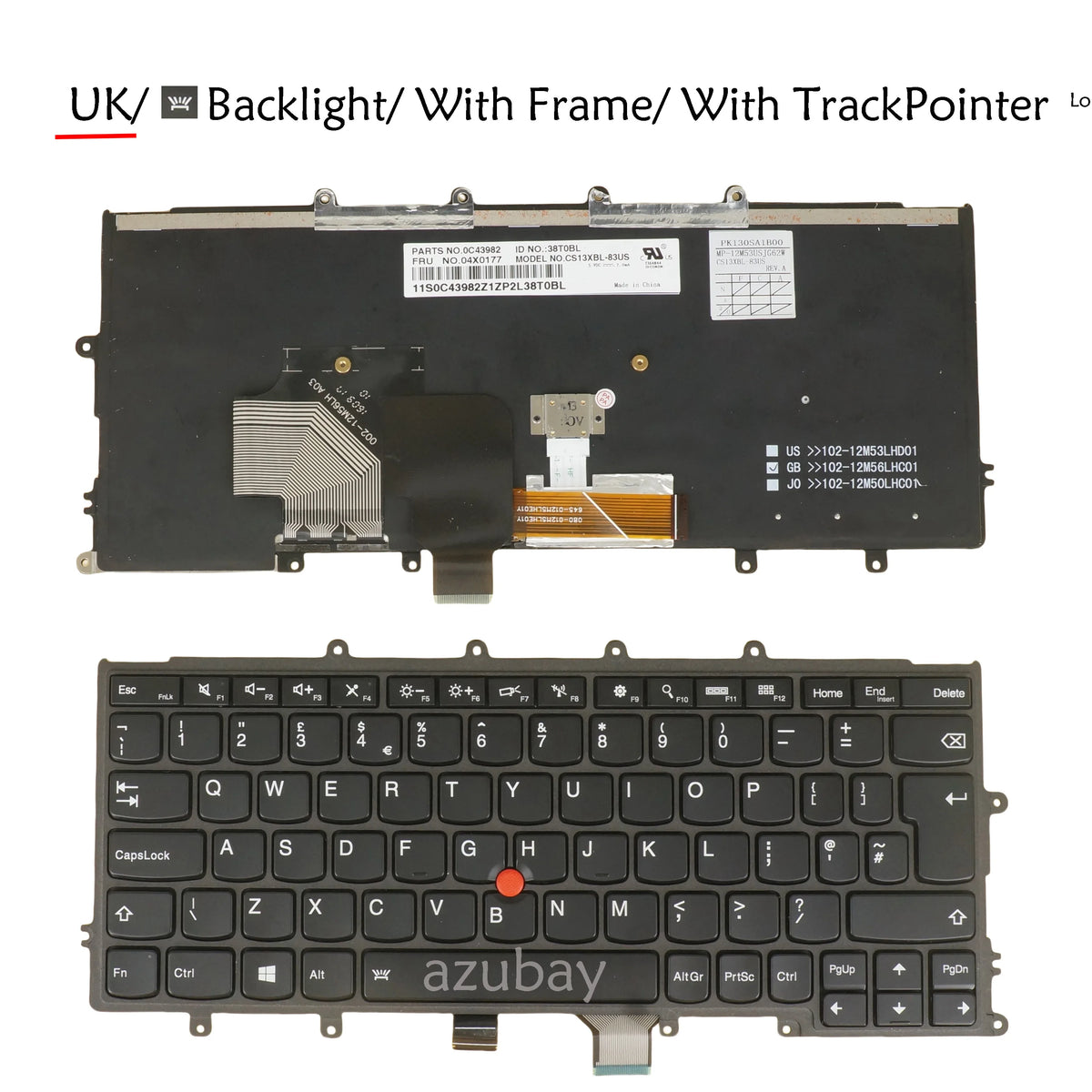 AZUBAY Backlit Keyboard Lenovo ThinkPad X240 X250 X260 X270 UK