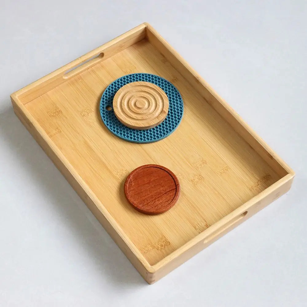 Retro Bamboo Wood Storage Tray – Tea Tray & Organizer