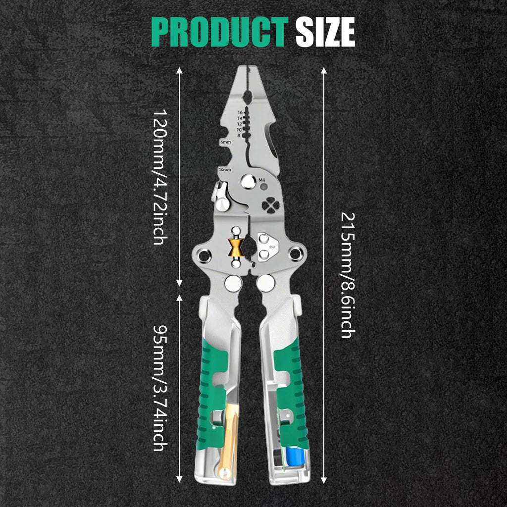 Multifunction Electrician Pliers – Wire Stripper, Crimper & Voltage Tester