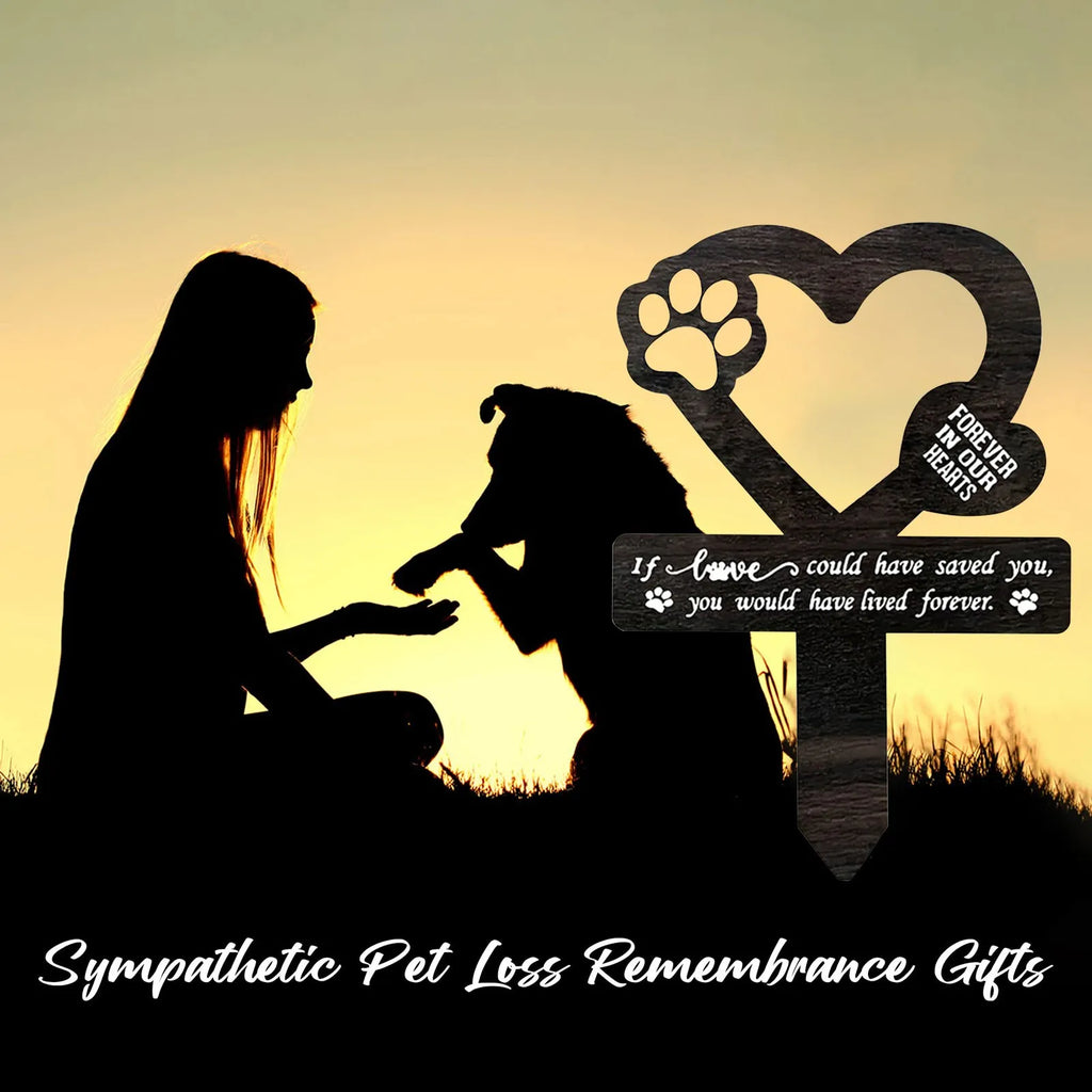 Dog Memorial Garden Stake – Wooden Pet Grave Marker Decor