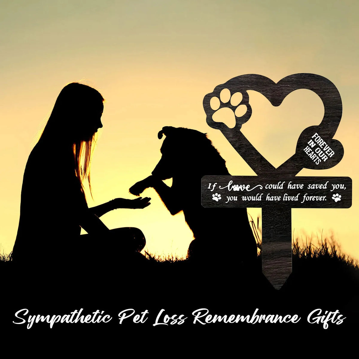 Dog Memorial Garden Stake – Wooden Pet Grave Marker Decor