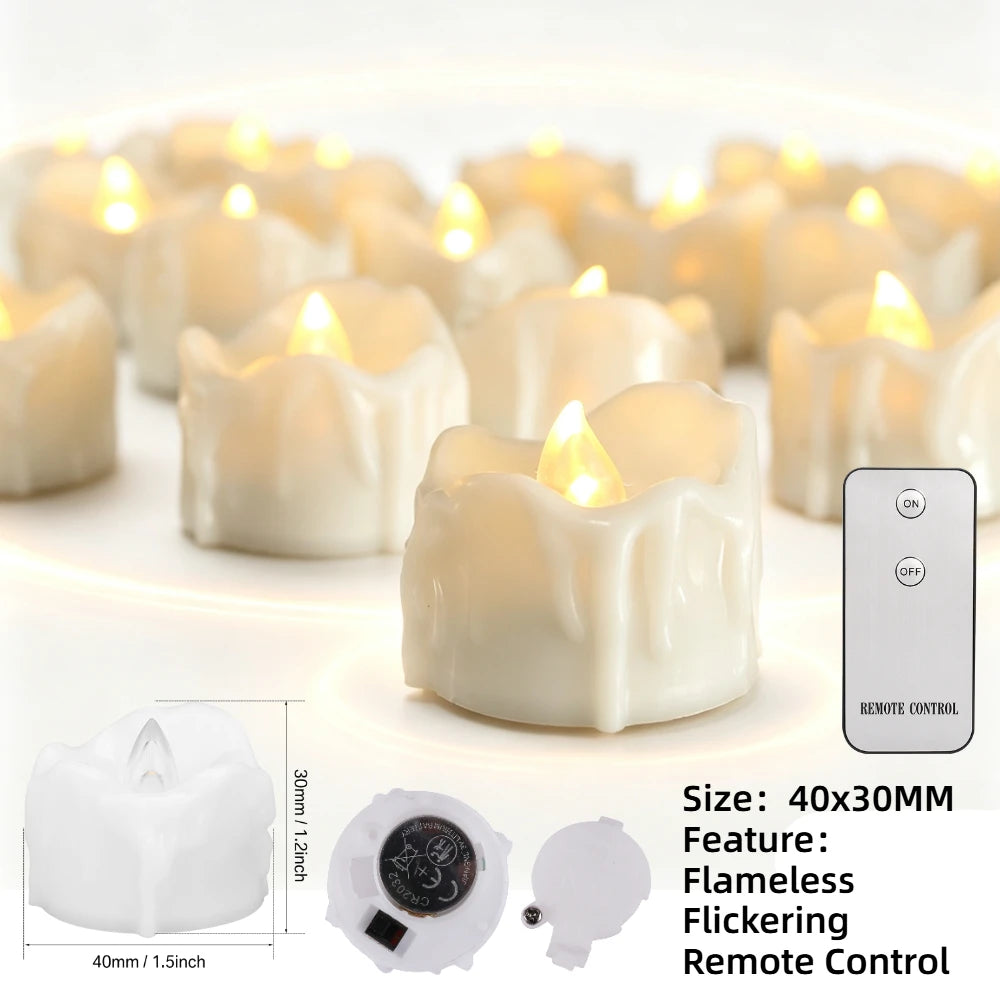12/24 Pack Flameless LED Tea Light Candles Battery Operated