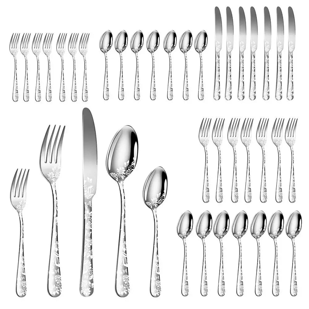 40-Piece Stainless Steel Flatware Set – Mirror Polished for 8