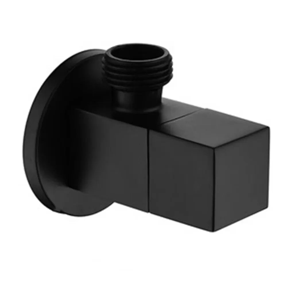 Solid Brass G1/2" Angle Valve – Square Design Silver & Black