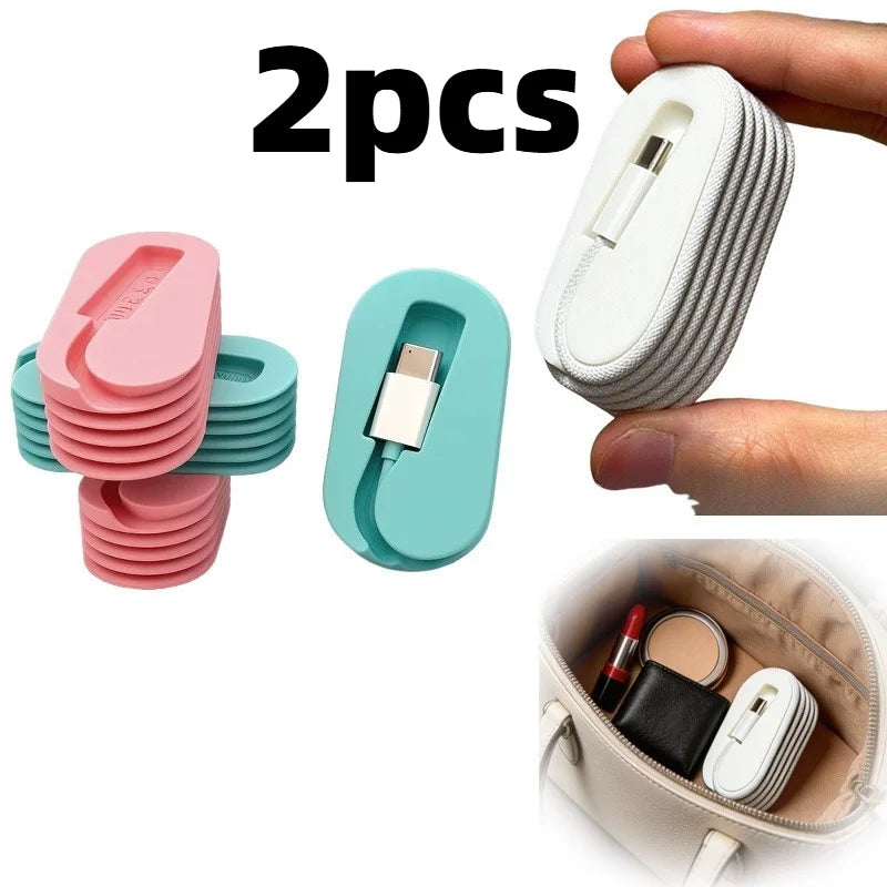 2-Pack USB-C Cable Organizer Wire Winder for Travel