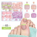 96Pcs Press On Toenails Cat Eye French Glitter Full Cover Tips