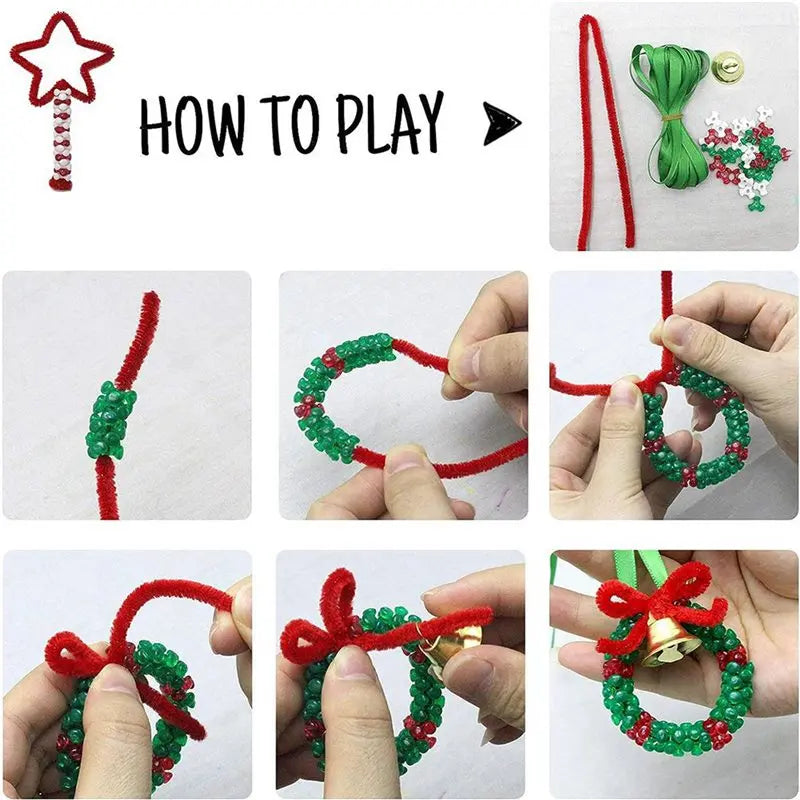 3140 PCS Christmas Beaded Ornament Craft Kit – DIY Wreaths