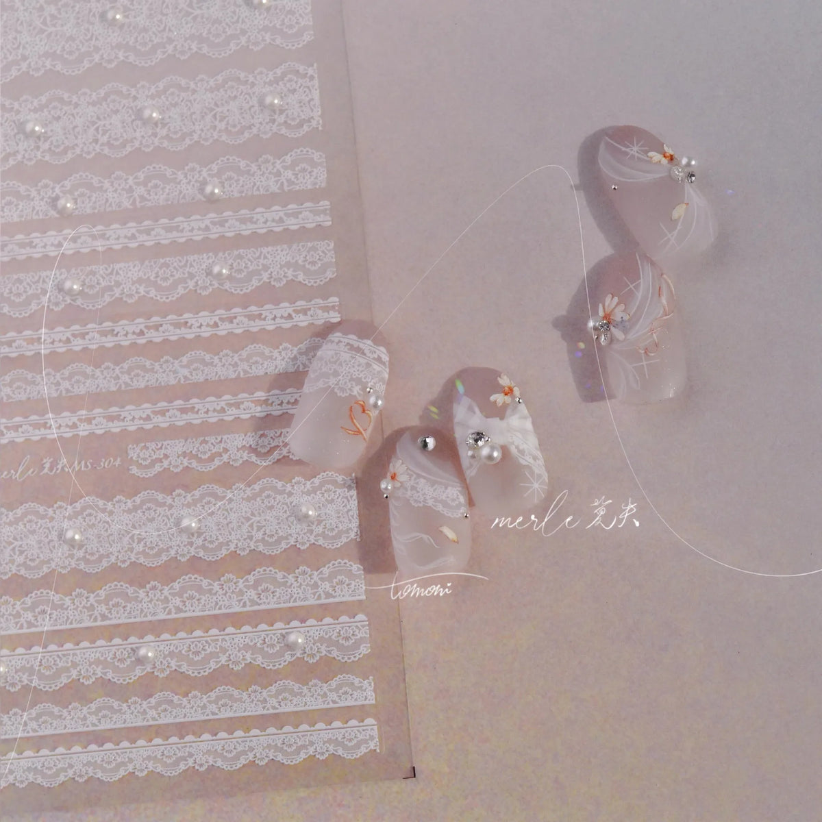 5D Relief Nail Art Stickers – Lace, Bow & Lattice Decals