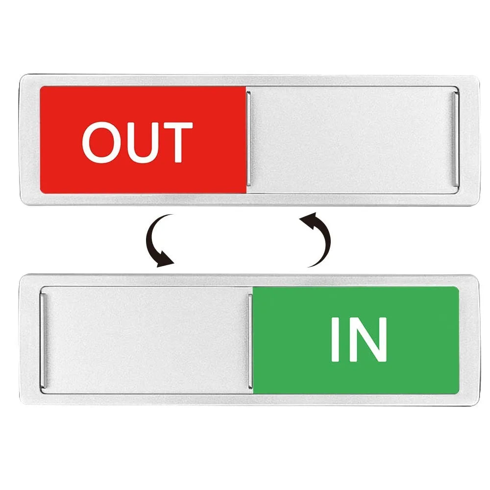 Reversible IN OUT Door Sign Self-Adhesive Sliding Indicator
