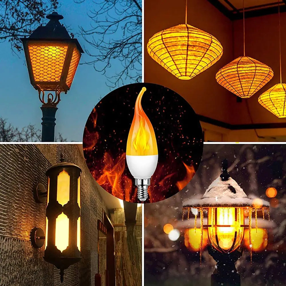 Flame Effect LED Bulb E14 E27 3-Mode Candle Atmosphere Lamp