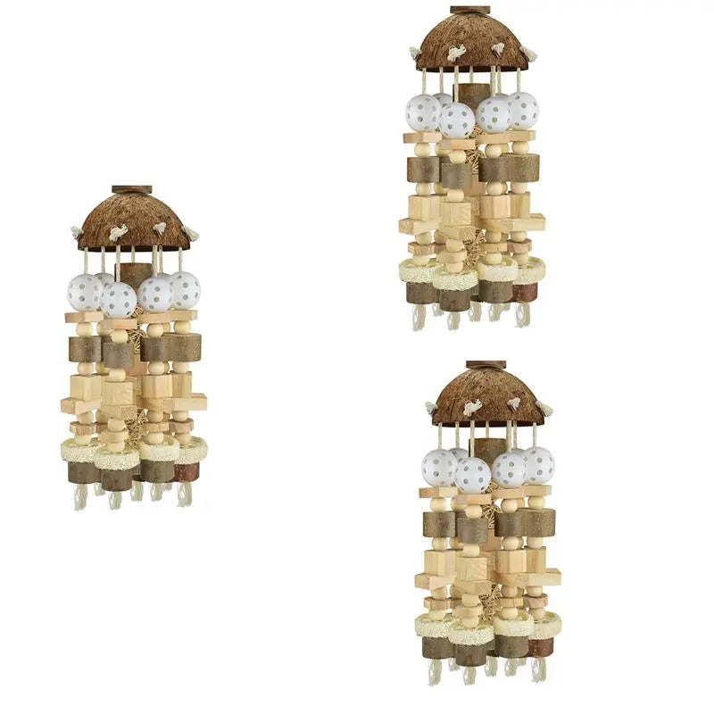 Large Natural Wooden Chewing Toy for Macaws & Parrots