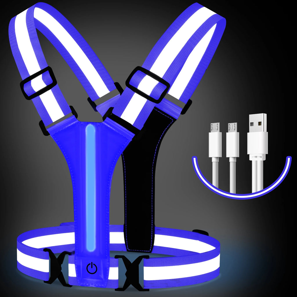 LED Reflective Running Vest USB Rechargeable High Visibility