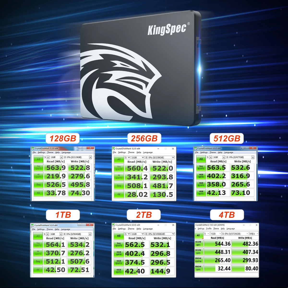 KingSpec 2.5" SATA III SSD 120GB–4TB Internal Solid State Drive
