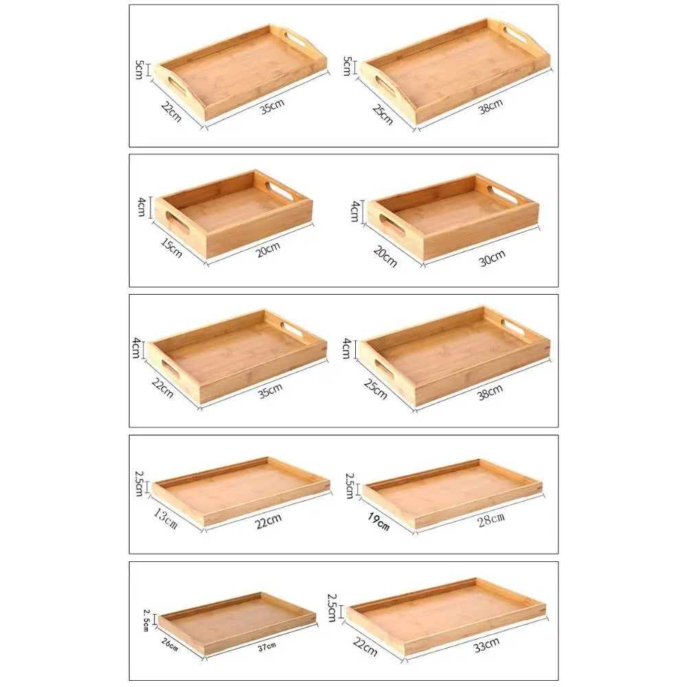 Retro Bamboo Wood Storage Tray – Tea Tray & Organizer