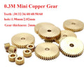 5-Pack 0.3M Mini Copper Spur Gears 30–60 Teeth | 2mm Thick