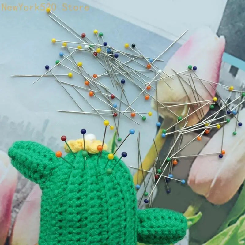50 Pcs Colourful Glass Head Sewing Pins for Quilting & Fabric