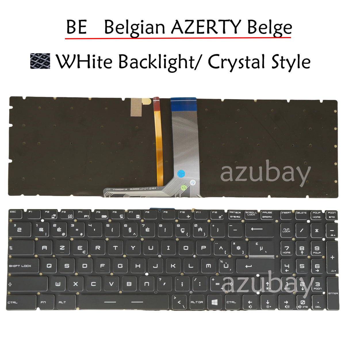 White Backlit Keyboard for MSI GT62VR GT72VR GT73VR | AZUBAY
