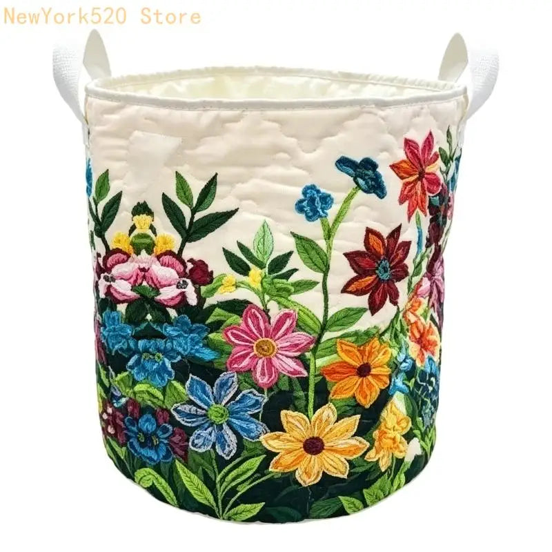 Quilted Foldable Laundry Bin with Handles | Bedroom Organizer