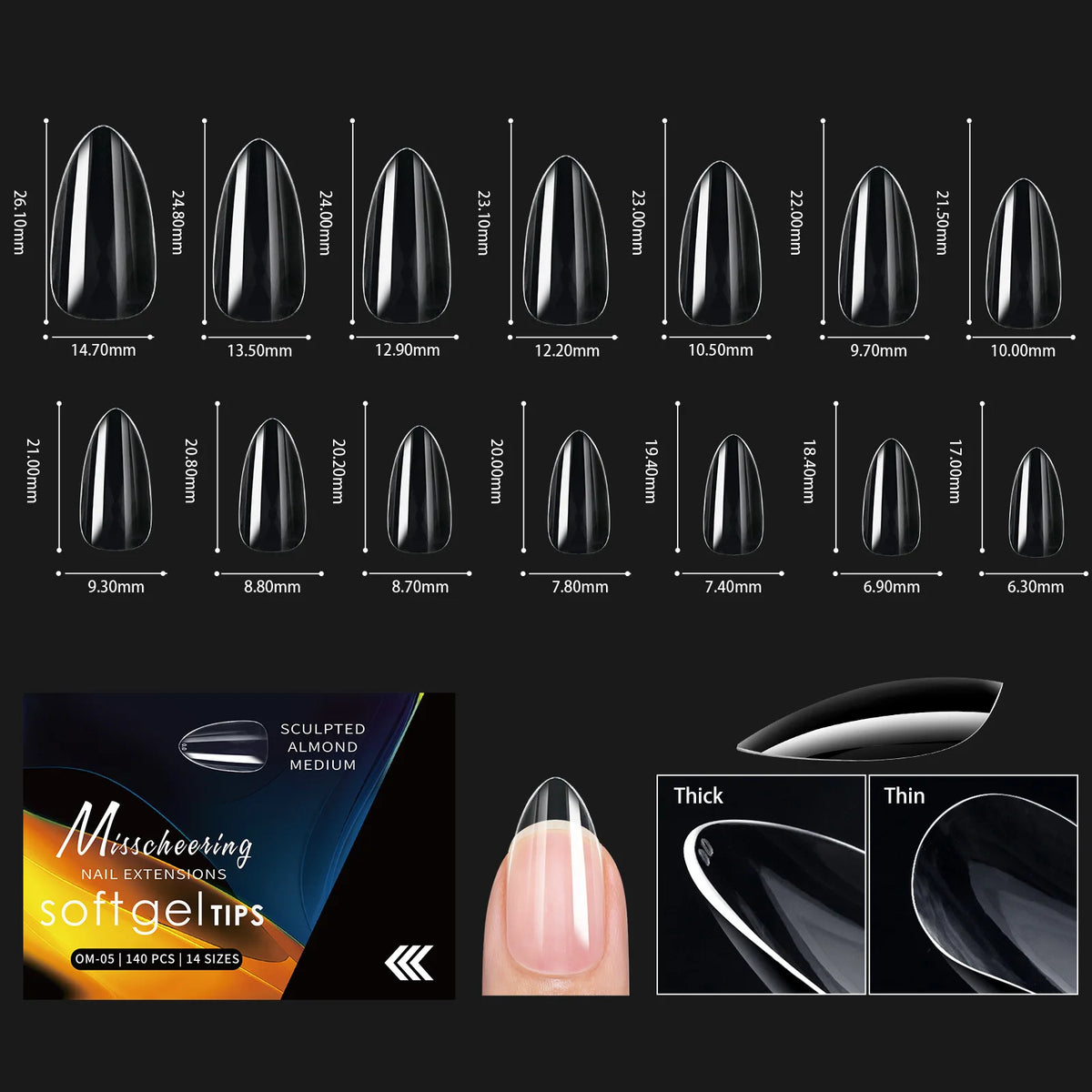 120pcs Clear Soft Gel Nail Tips – 14 Arch Styles Full Cover