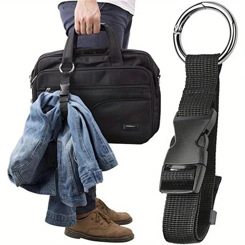 Black Nylon Luggage Strap – Anti-Theft Gripper & Handbag Clip