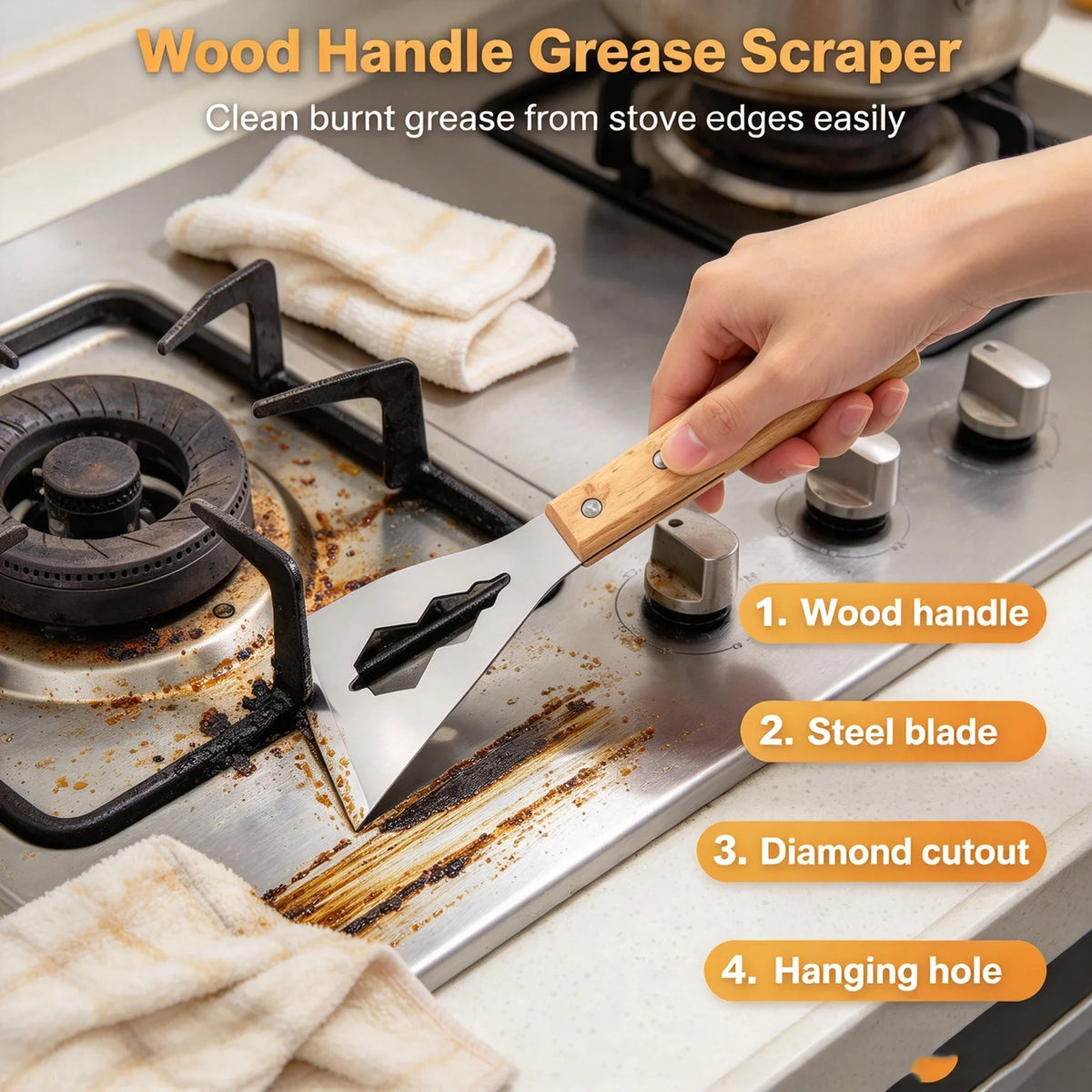 Stainless Steel Putty Knife Scraper – Wood Handle Hand Tool