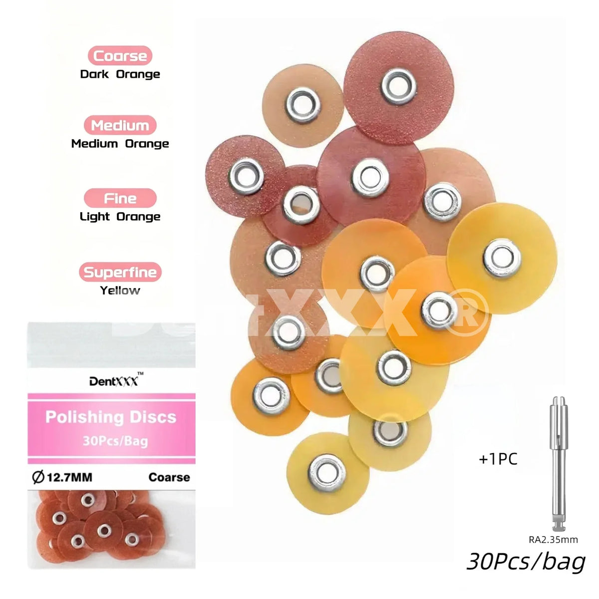 31-Pc Glass Polishing Disc Set & Mandrel – 4 Grits