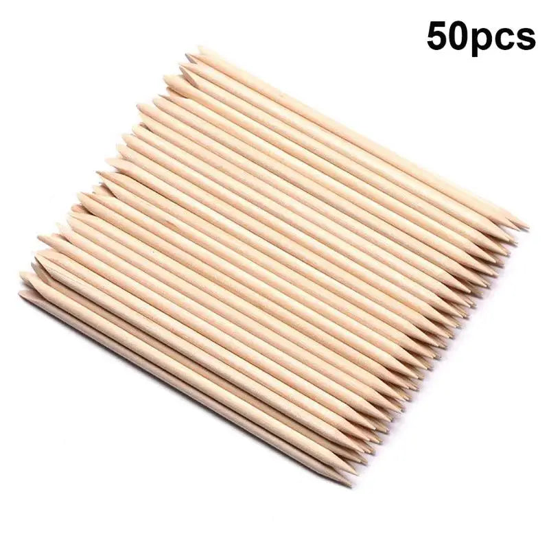 50/100Pcs Dual-Tip Orangewood Cuticle Pusher Sticks for Nails