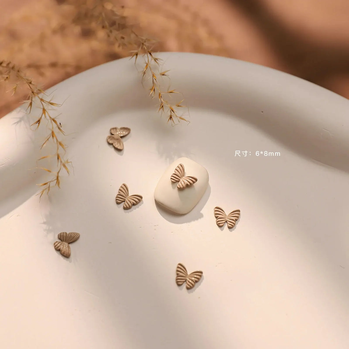 2PCS Autumn Metal Nail Charms Bear Bow Flower DIY Decorations