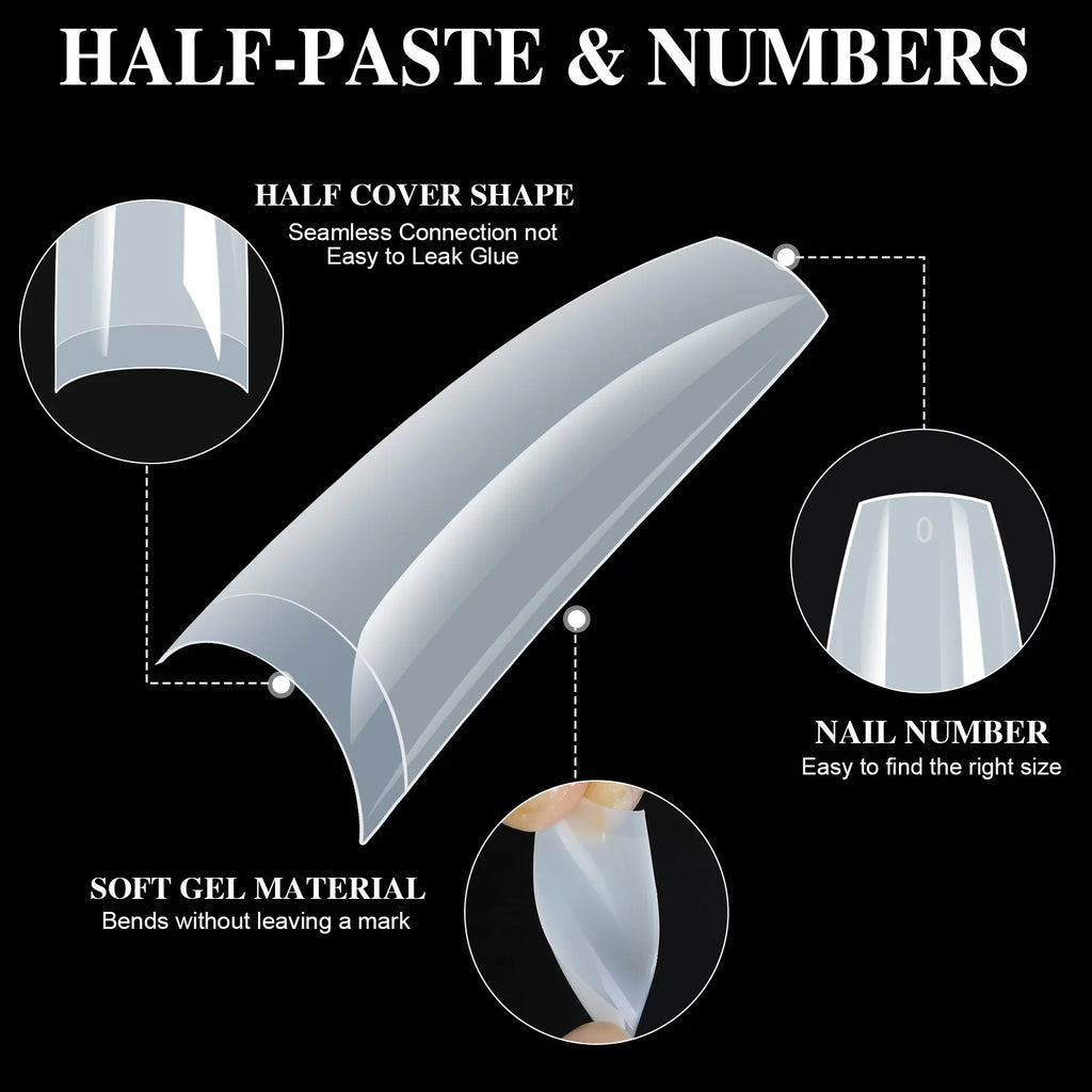 500pcs Clear Acrylic False Nail Tips – DIY Nail Art Extension