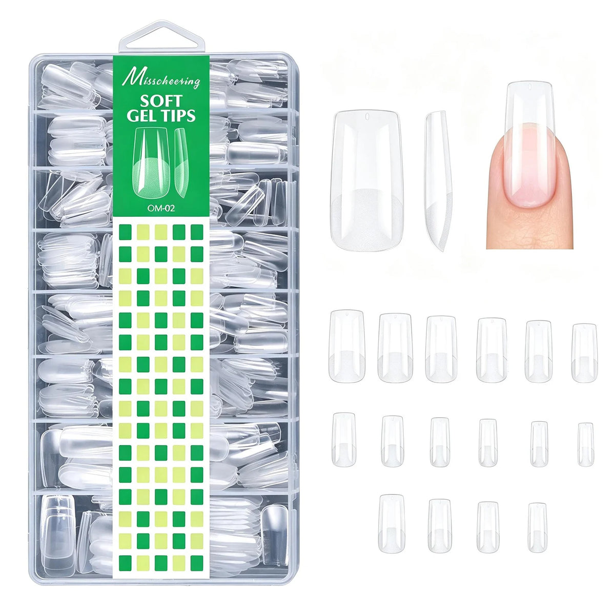 480pcs Clear Soft Gel Nail Tips – Full Coverage Extensions