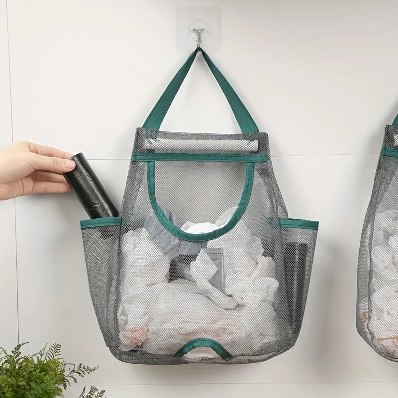Wall-Mounted Kitchen Trash Bag Organizer – Washable Mesh