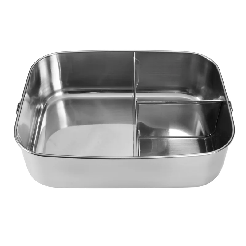 Stainless Steel 3-Compartment Bento Lunch Box 1400ml – 4 Pack