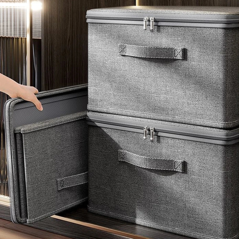 Foldable Clothes Storage Box with Lid & Zipper – Large Capacity
