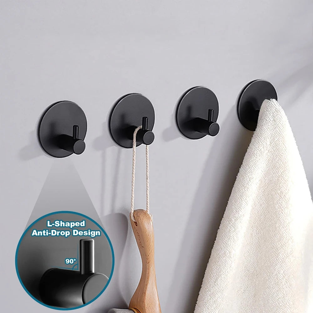 L-Shaped Stainless Steel Self-Adhesive Wall Hooks – Rustproof