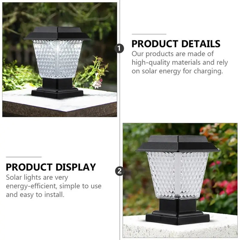 Solar LED Post Column Light – Waterproof Outdoor Garden Lamp