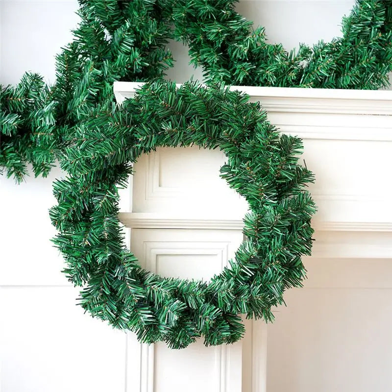 Artificial Green PVC Wreath 40cm – Christmas & Fall Door Décor