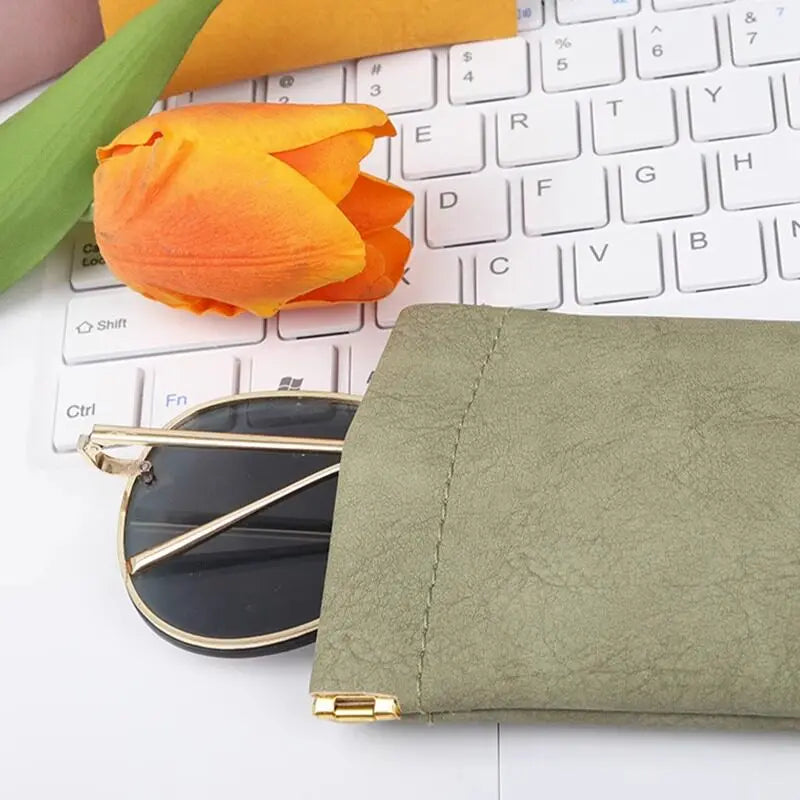PU Leather Auto-Snap Glasses Pouch – Waterproof Eyewear Case
