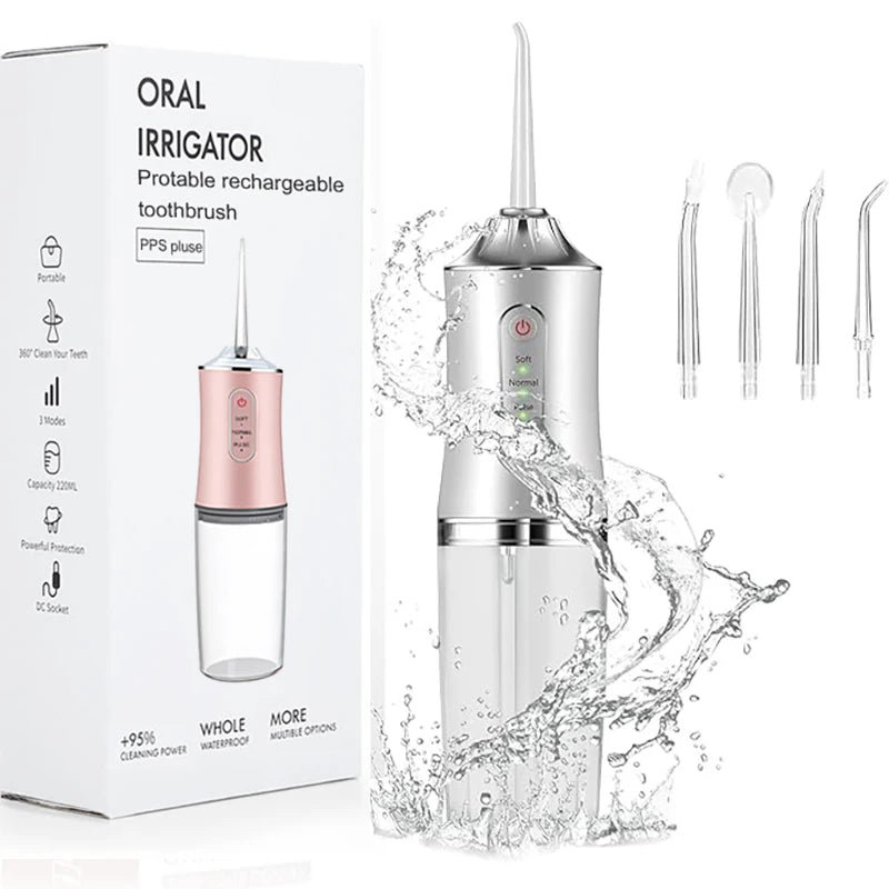 VIBE Electric Water Flosser Oral Irrigator 4 Nozzles 200ml