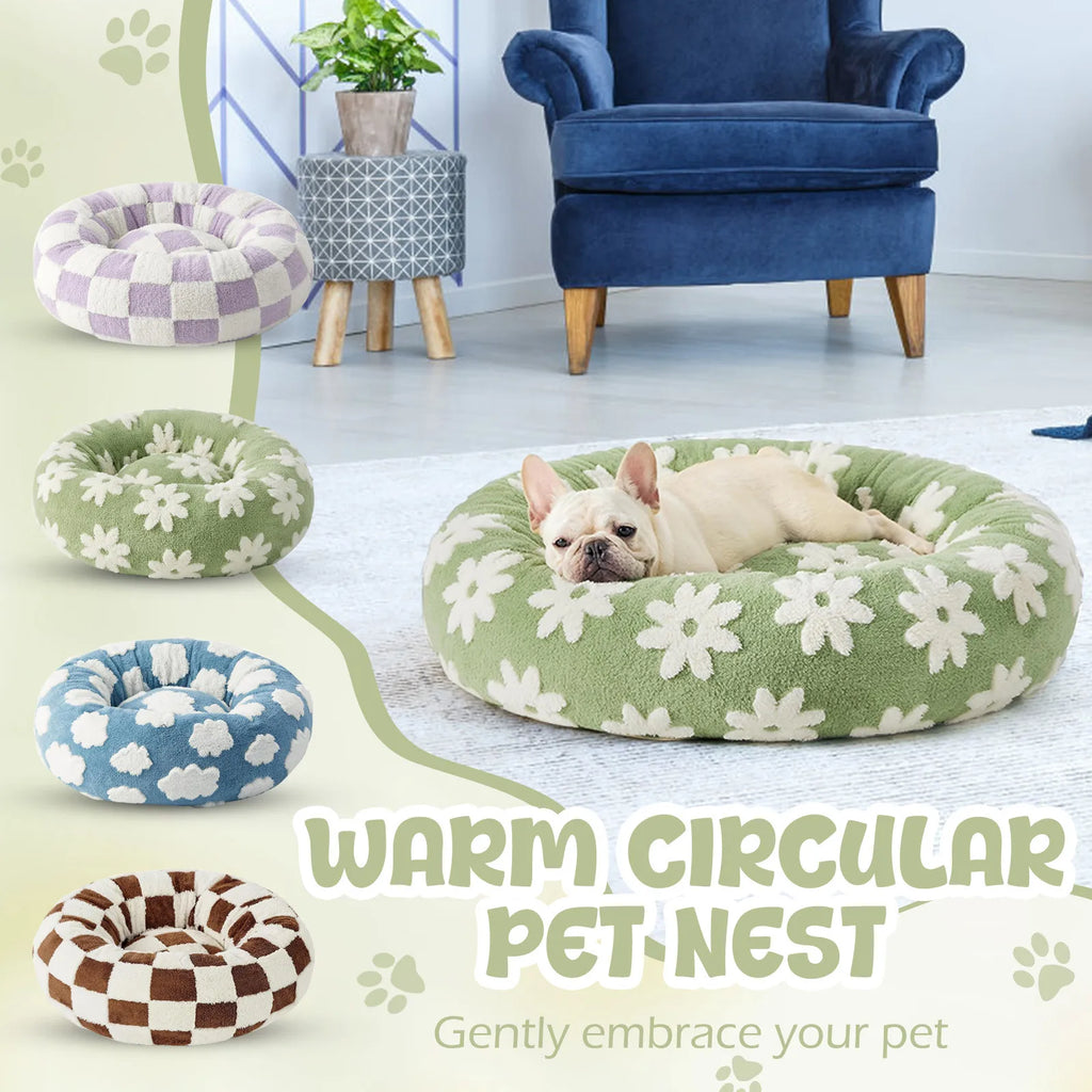 Sky Clouds Shaggy Plush Dog Bed – Washable Small Pet Sofa
