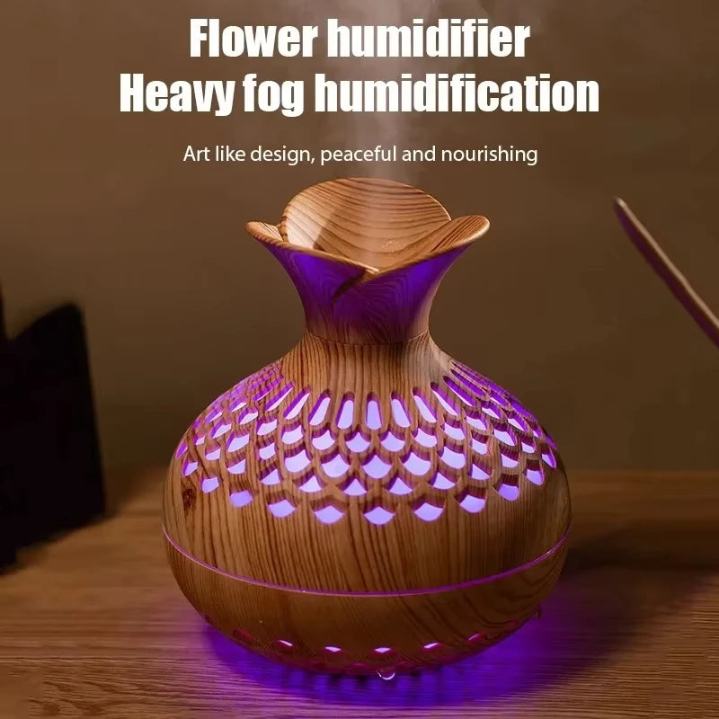 Wood Grain Mini USB Ultrasonic Humidifier & Aroma Diffuser 300ml